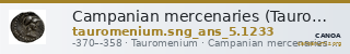 Campanian mercenaries (Tauromenium) Tauromenium SNG ANS 1233 — CANOA