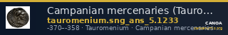 Campanian mercenaries (Tauromenium) Tauromenium SNG ANS 1233 — CANOA