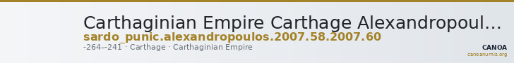 Carthaginian Empire Carthage Alexandropoulos 2007 58, 60 — CANOA
