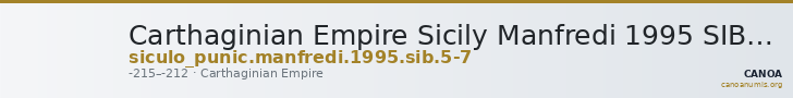 Carthaginian Empire Sicily Manfredi 1995 SIB 5-7 — CANOA