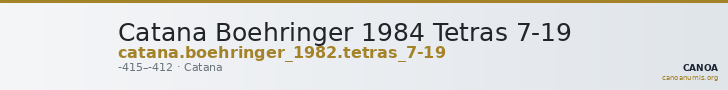 Catana Boehringer 1984 Tetras 7-19 — CANOA