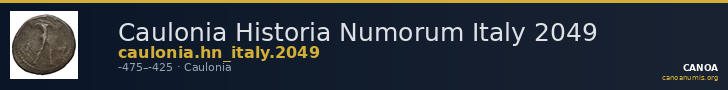 Caulonia Historia Numorum Italy 2049 — CANOA