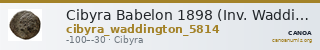 Cibyra Babelon 1898 (Inv. Waddington) 5814 — CANOA