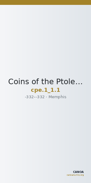 Coins of the Ptolemaic Empire Vol. I, Part 1, no. 1 — CANOA