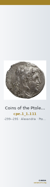 Coins of the Ptolemaic Empire Vol. I, Part 1, no. 111 — CANOA