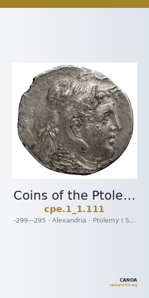 Coins of the Ptolemaic Empire Vol. I, Part 1, no. 111 — CANOA
