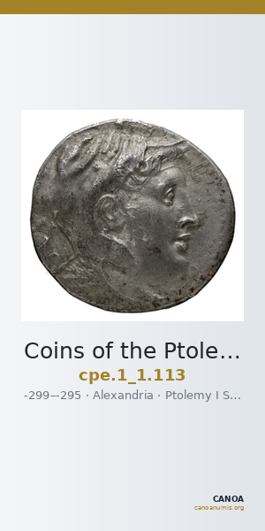 Coins of the Ptolemaic Empire Vol. I, Part 1, no. 113 — CANOA