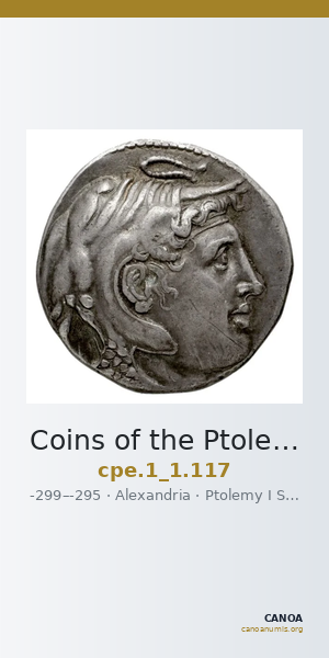Coins of the Ptolemaic Empire Vol. I, Part 1, no. 117 — CANOA