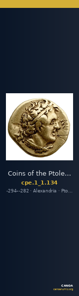 Coins of the Ptolemaic Empire Vol. I, Part 1, no. 134 — CANOA