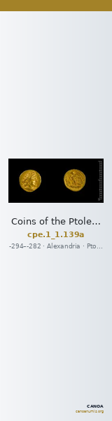 Coins of the Ptolemaic Empire Vol. I, Part 1, no. 139a — CANOA
