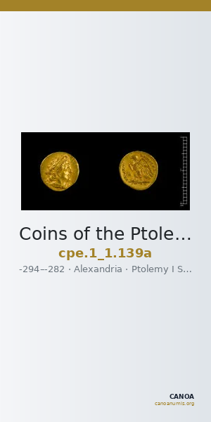 Coins of the Ptolemaic Empire Vol. I, Part 1, no. 139a — CANOA