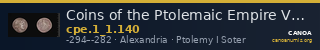 Coins of the Ptolemaic Empire Vol. I, Part 1, no. 140 — CANOA