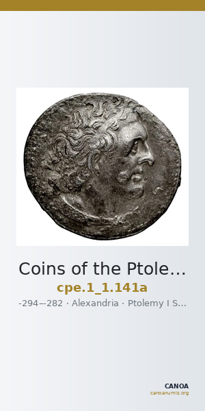 Coins of the Ptolemaic Empire Vol. I, Part 1, no. 141a — CANOA