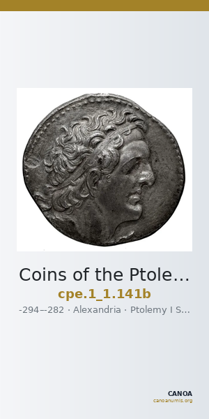 Coins of the Ptolemaic Empire Vol. I, Part 1, no. 141b — CANOA