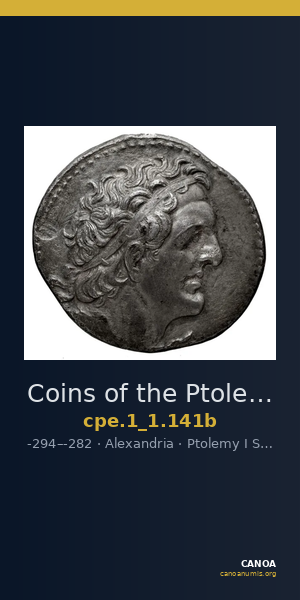 Coins of the Ptolemaic Empire Vol. I, Part 1, no. 141b — CANOA