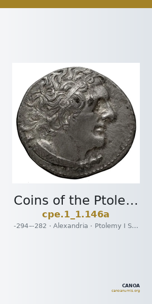 Coins of the Ptolemaic Empire Vol. I, Part 1, no. 146a — CANOA
