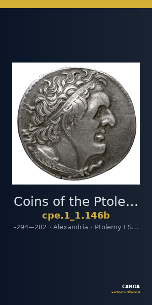 Coins of the Ptolemaic Empire Vol. I, Part 1, no. 146b — CANOA