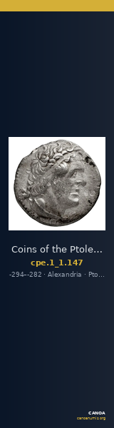 Coins of the Ptolemaic Empire Vol. I, Part 1, no. 147 — CANOA