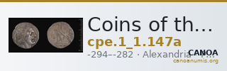 Coins of the Ptolemaic Empire Vol. I, Part 1, no. 147a — CANOA
