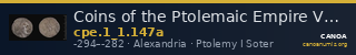 Coins of the Ptolemaic Empire Vol. I, Part 1, no. 147a — CANOA