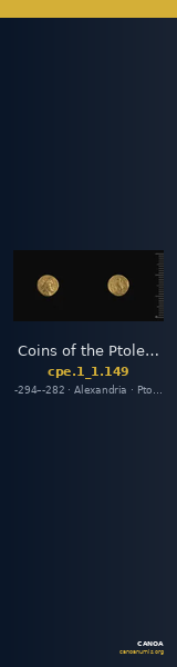 Coins of the Ptolemaic Empire Vol. I, Part 1, no. 149 — CANOA