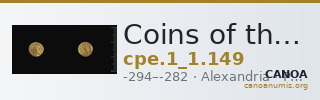 Coins of the Ptolemaic Empire Vol. I, Part 1, no. 149 — CANOA