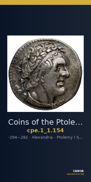 Coins of the Ptolemaic Empire Vol. I, Part 1, no. 154 — CANOA