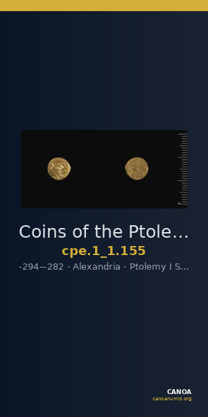 Coins of the Ptolemaic Empire Vol. I, Part 1, no. 155 — CANOA