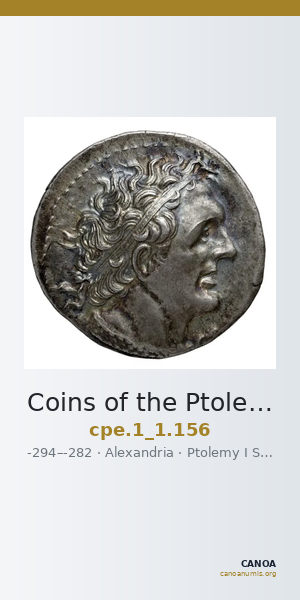 Coins of the Ptolemaic Empire Vol. I, Part 1, no. 156 — CANOA