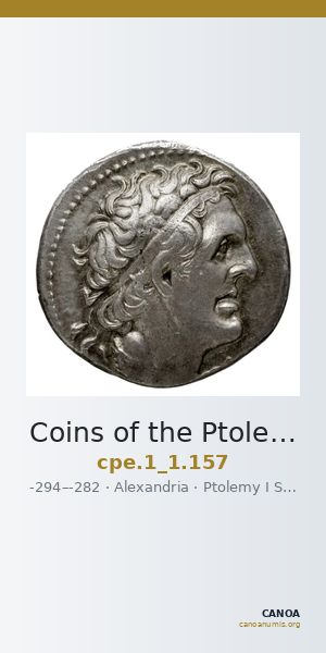 Coins of the Ptolemaic Empire Vol. I, Part 1, no. 157 — CANOA