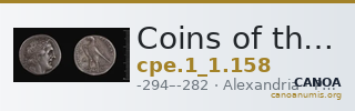 Coins of the Ptolemaic Empire Vol. I, Part 1, no. 158 — CANOA