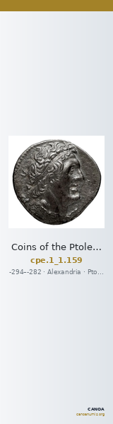 Coins of the Ptolemaic Empire Vol. I, Part 1, no. 159 — CANOA