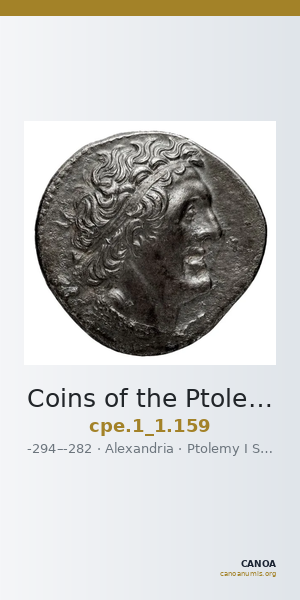 Coins of the Ptolemaic Empire Vol. I, Part 1, no. 159 — CANOA