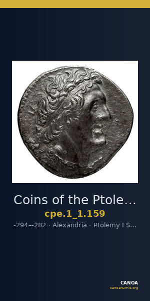 Coins of the Ptolemaic Empire Vol. I, Part 1, no. 159 — CANOA