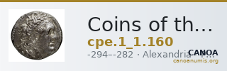 Coins of the Ptolemaic Empire Vol. I, Part 1, no. 160 — CANOA