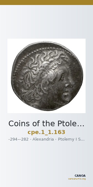 Coins of the Ptolemaic Empire Vol. I, Part 1, no. 163 — CANOA