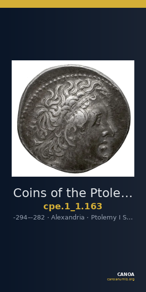 Coins of the Ptolemaic Empire Vol. I, Part 1, no. 163 — CANOA
