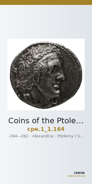 Coins of the Ptolemaic Empire Vol. I, Part 1, no. 164 — CANOA
