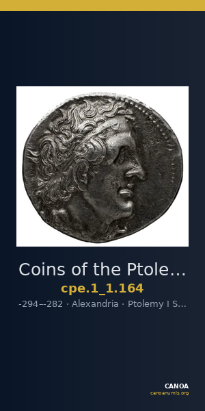 Coins of the Ptolemaic Empire Vol. I, Part 1, no. 164 — CANOA