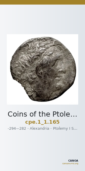 Coins of the Ptolemaic Empire Vol. I, Part 1, no. 165 — CANOA