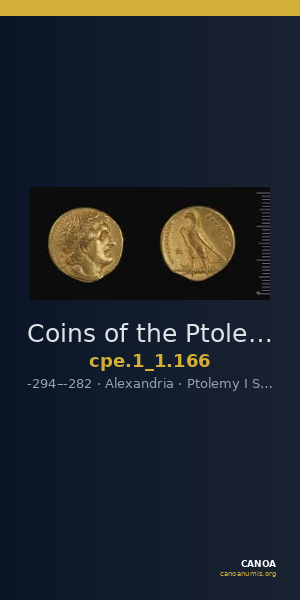Coins of the Ptolemaic Empire Vol. I, Part 1, no. 166 — CANOA