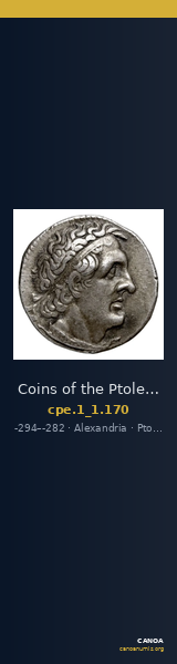 Coins of the Ptolemaic Empire Vol. I, Part 1, no. 170 — CANOA