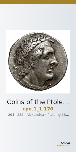 Coins of the Ptolemaic Empire Vol. I, Part 1, no. 170 — CANOA