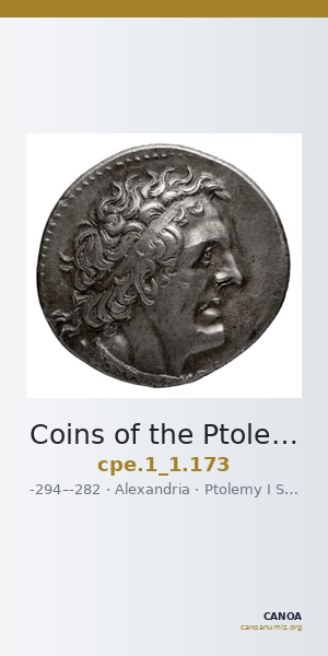 Coins of the Ptolemaic Empire Vol. I, Part 1, no. 173 — CANOA