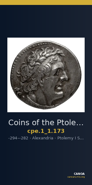 Coins of the Ptolemaic Empire Vol. I, Part 1, no. 173 — CANOA