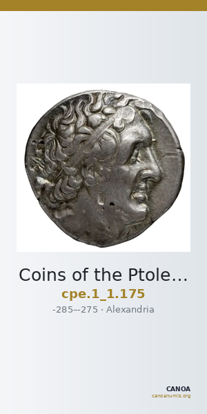 Coins of the Ptolemaic Empire Vol. I, Part 1, no. 175 — CANOA