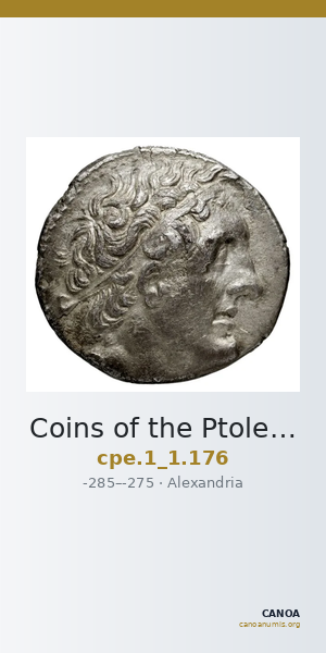 Coins of the Ptolemaic Empire Vol. I, Part 1, no. 176 — CANOA