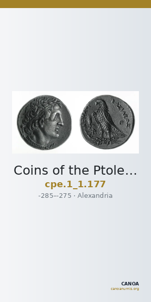 Coins of the Ptolemaic Empire Vol. I, Part 1, no. 177 — CANOA