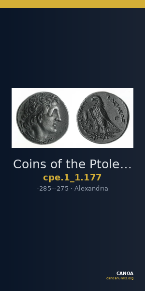 Coins of the Ptolemaic Empire Vol. I, Part 1, no. 177 — CANOA