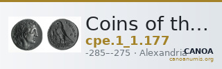 Coins of the Ptolemaic Empire Vol. I, Part 1, no. 177 — CANOA